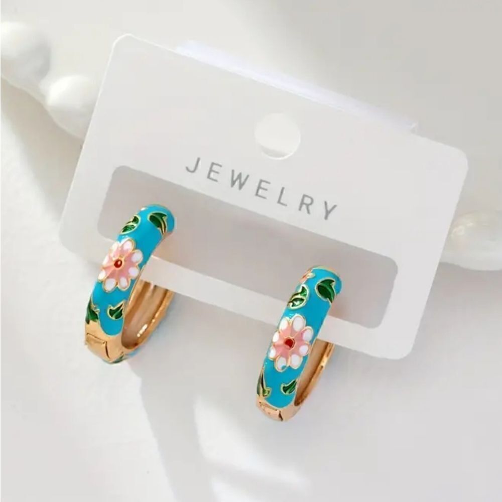 Earrings flowers colorful spring summer
